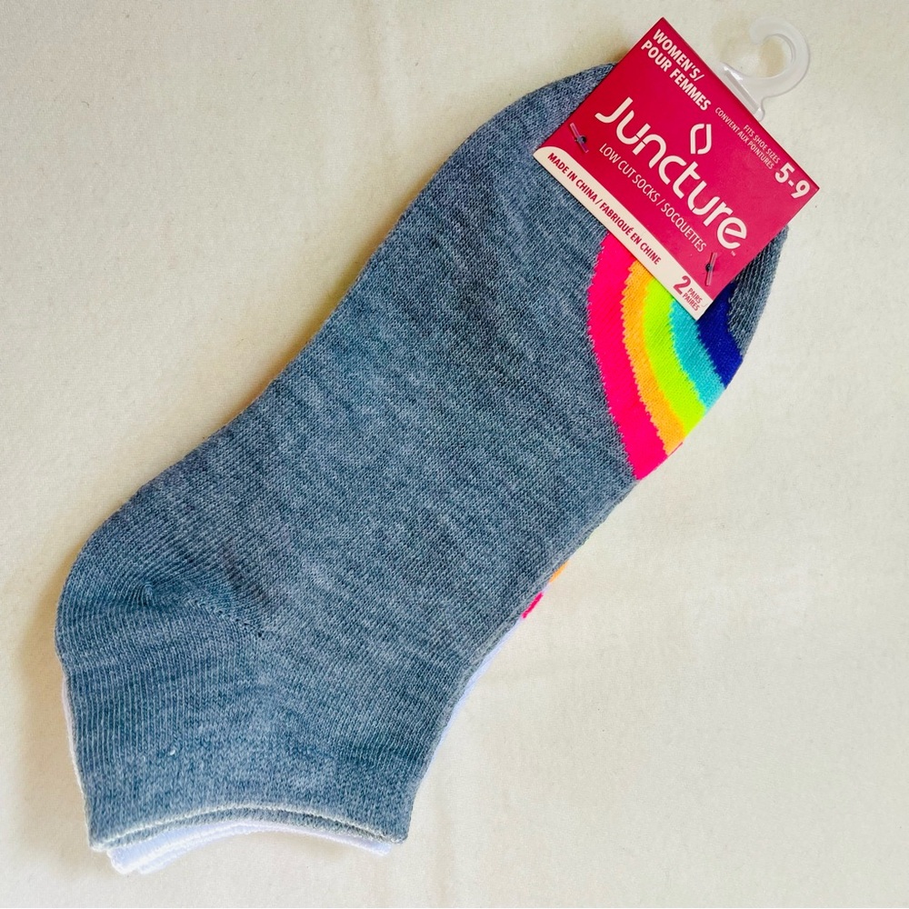 Juncture Low Cut Ankle Socks 2-Pack Rainbow Accent Athletic Everyday